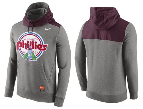 Men's Philadelphia Phillies Nike Gray Cooperstown Collection Hybrid Pullover Hoodie